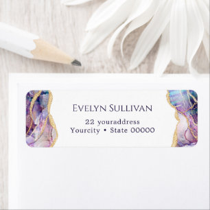 Paars optisch etiket van het retouradres