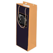 Paars & Oranje Aangepaste Afbeelding & Logo Bedank Wijn Cadeautas (Voorkant Gekanteld)