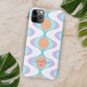 Paars Oranje Aqua Blauwe Midcentury Golven Patroon iPhone 16 Pro Max Hoesje