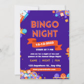 Paars & Oranje Bingo Fun Night Invite Fondsenwervi Kaart (Voorkant)