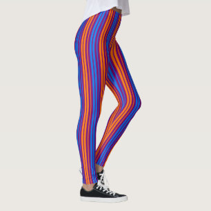 Paars Oranje Blauw Verticaal Strepen Design   Leggings