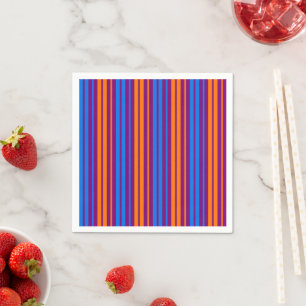 Paars Oranje Blauw Verticaal Strepen Design   Servet