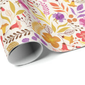 Paars Oranje Boho Wilde Bloem Blad Bruiloft Cadeaupapier (Rol Hoek)