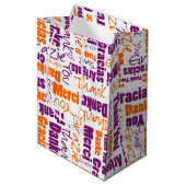 Paars Oranje Dank u wel Typografie Word Collage Medium Cadeauzakje (Voorkant Gekanteld)