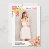 Paars Oranje foto Boho bloemige afstuderen Kaart (Achterkant)