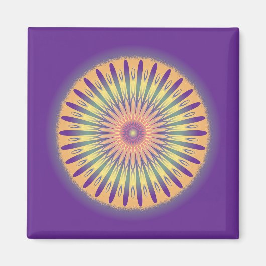 Paars Oranje Geel Psychedelic Mandala Magneet (Voorkant)