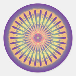 Paars Oranje Geel Psychedelic Mandala Ronde Sticker