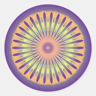 Paars Oranje Geel Psychedelic Mandala Ronde Sticker