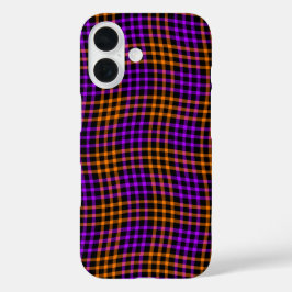 Paars Oranje Geruit Geruit Naadloos Patroon iPhone 16 Hoesje