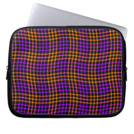 Paars Oranje Geruit Geruit Naadloos Patroon Laptop Sleeve