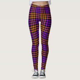 Paars Oranje Geruit Geruit Naadloos Patroon Leggings