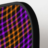 Paars Oranje Geruit Geruit Naadloos Patroon Pickleball Paddle (Links Detail)