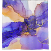 Paars Oranje goud Abstract Douchegordijn (Voorkant)