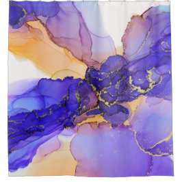 Paars Oranje goud Abstract Douchegordijn
