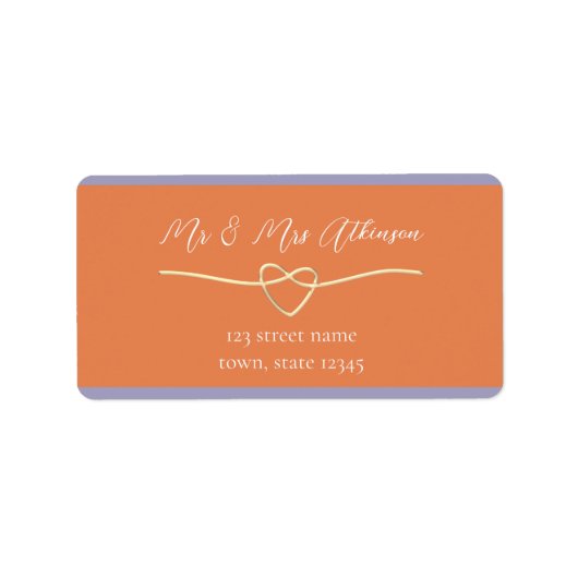 Paars Oranje Huwelijk Retouradres Label (Voorkant)
