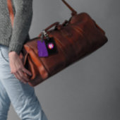 Paars oranje klassiek elegant monogram bagagelabel