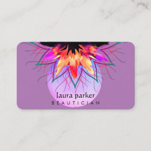 Paars Oranje Lotus Flower Massage Yoga Teacher Visitekaartje