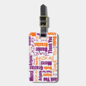 Paars Oranje Meertalige Dank u wel Typografie Bagagelabel (Voorkant verticaal)