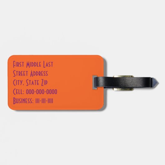 Paars Oranje Meertalige Dank u wel Typografie Bagagelabel (Achterkant horizontaal)