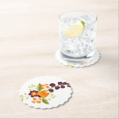 Paars Oranje Modern Floral Kartonnen Onderzetters (Insitu)