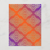Paars Oranje NEP Goud Glitters, Damask RSVP kaart (Achterkant)