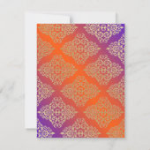 Paars Oranje NEP Goud Glitters, Damask RSVP kaart (Achterkant)