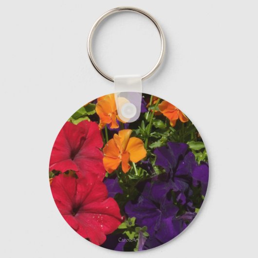 Paars Oranje Petunias Sleutelhanger (Voorkant)