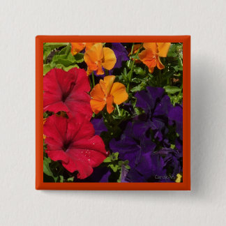 Paars Oranje Petunias Vierkante Button 5,1 Cm