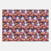 Paars & Oranje Pompoenveld Patroon Inpakpapier Vel (Voorkant 2)