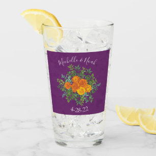Paars Oranje Roos bruiloft Glas