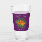 Paars Oranje Roos bruiloft Glas (Voorkant)