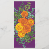 Paars Oranje Roos bruiloft Menu (Achterkant)