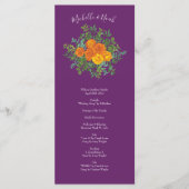 Paars Oranje Roos bruiloft Menu (Voorkant)