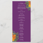 Paars Oranje Roos bruiloft Menu (Achterkant)