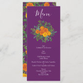 Paars Oranje Roos bruiloft Menu (Voorkant / Achterkant)