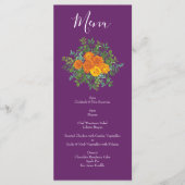 Paars Oranje Roos bruiloft Menu (Voorkant)