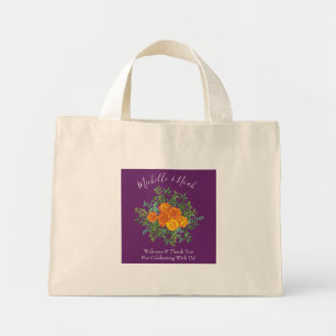 Paars Oranje Roos bruiloft Mini Tote Bag