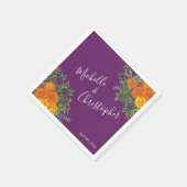 Paars Oranje Roos bruiloft Servet (Hoek)