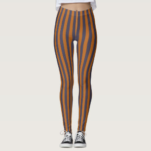 Paars Oranje Strepen Patroon Leggings