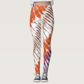 Paars Oranje Tie Dye Herringbone swirl Leggings (Voorkant)