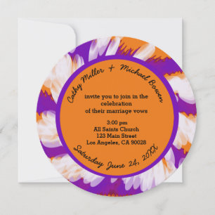 Paars Oranje Tie Dye Swirl Wedding Kaart