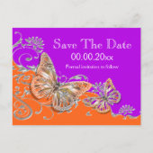 Paars oranje verjaardag verloving jubileum aankondigingskaart (Achterkant)