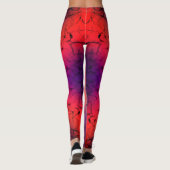 Paars Oranje zwart, abstract design patroon Leggings (Achterkant)
