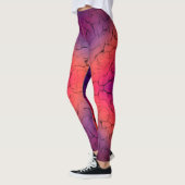 Paars Oranje zwart, abstract design patroon Leggings (Links)