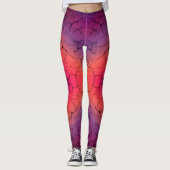 Paars Oranje zwart, abstract design patroon Leggings (Voorkant)