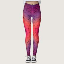 Paars Oranje zwart, abstract design patroon Leggings