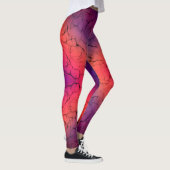 Paars Oranje zwart, abstract design patroon Leggings (Rechts)