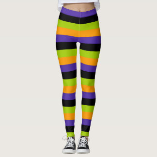 Paars Oranje Zwart Groen Hekserig Strepen Hallowee Leggings