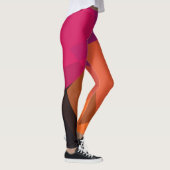 Paars Oranje zwart modern geometrisch patroon Leggings (Rechts)
