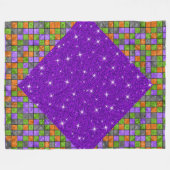 PAARS ORANJE ZWARTE GROENE HALLOWEEN KUBPATROON FLEECE DEKEN (Voorkant (Horizontaal))